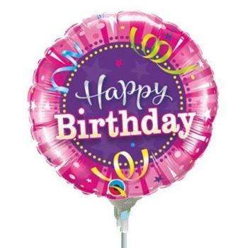 Folienballon luftgefüllt Happy Birthday Elegant pink